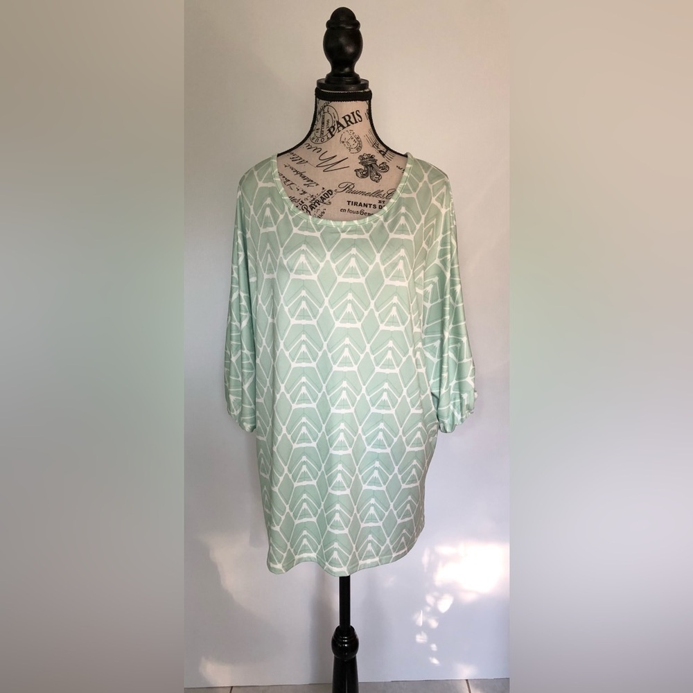 Aimee Top mint green/ white size 1x NWT